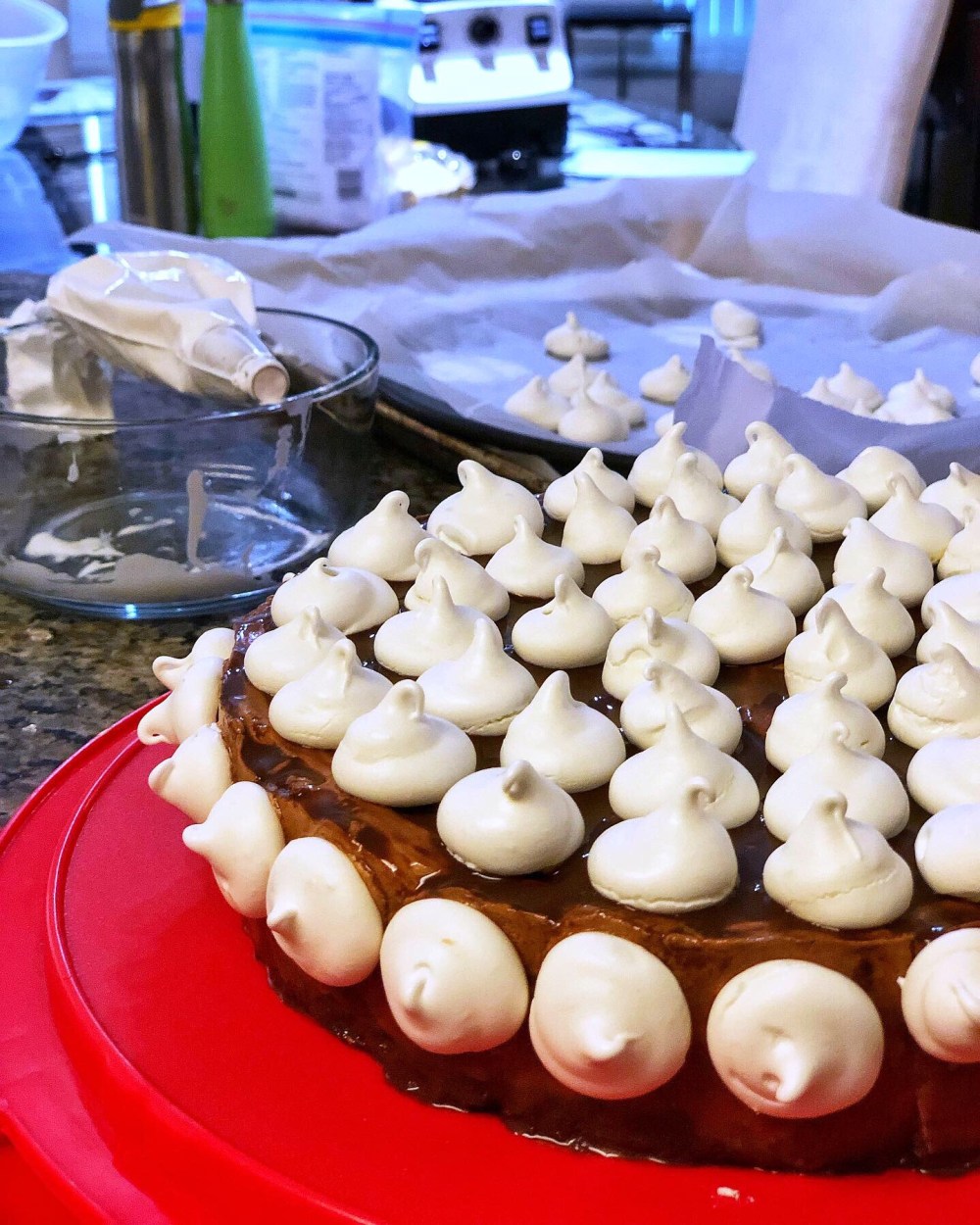 Chocolate Cake with Swiss Meringue Accents